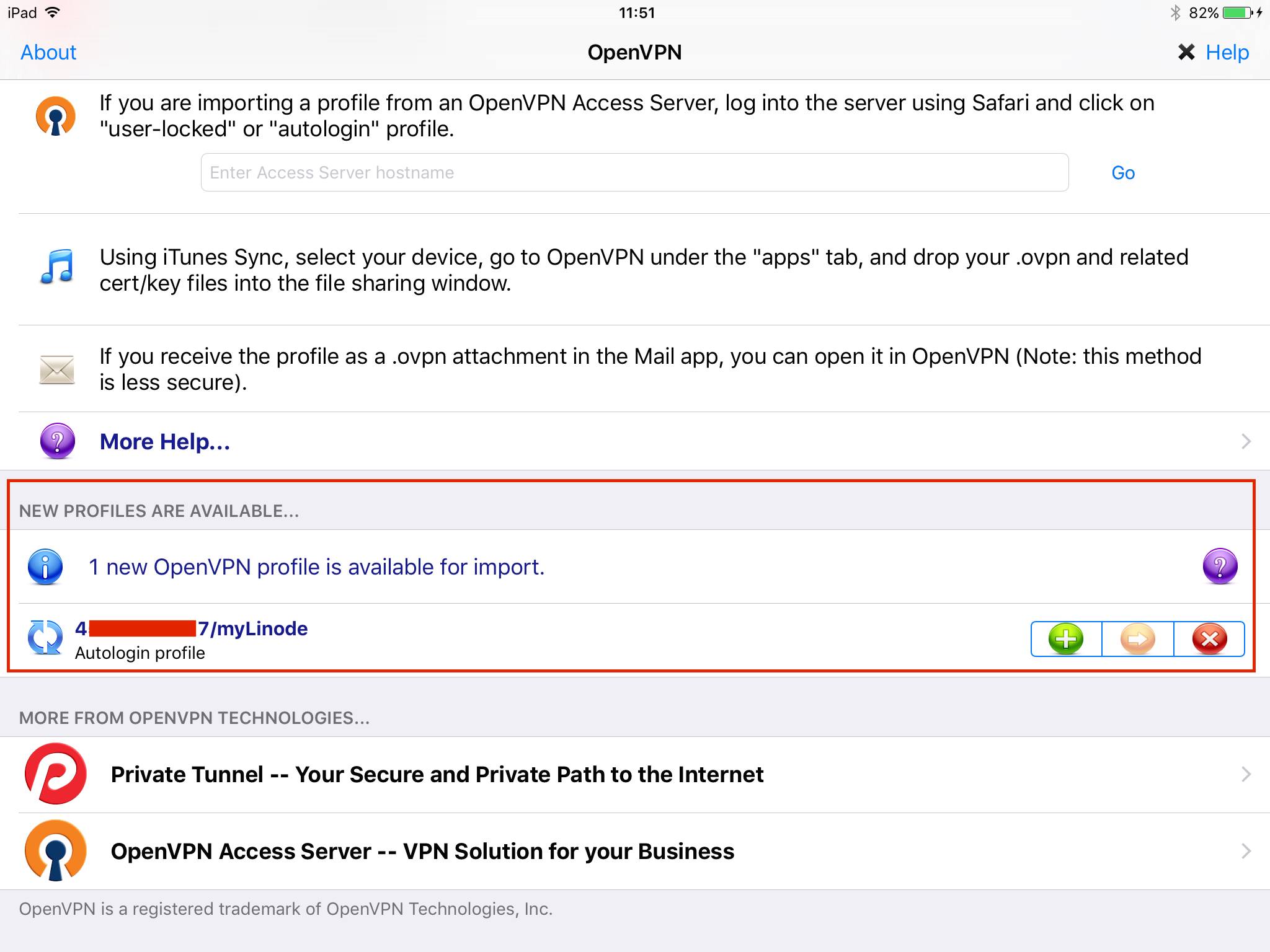 OpenVPN Connect import profile OpenVPN Connect import profile
