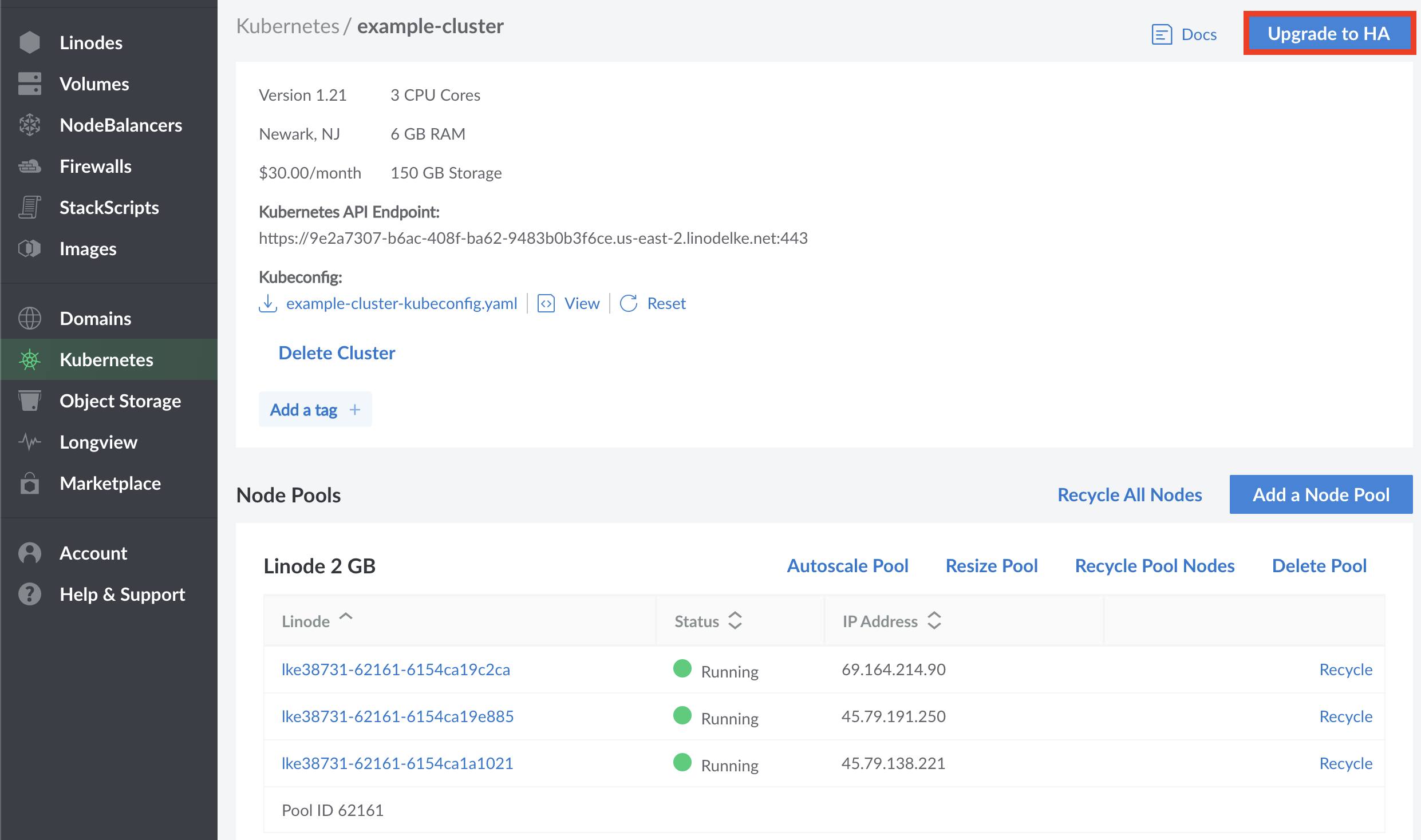 Kubernetes HA upgrade. LKE HA cluster upgrade